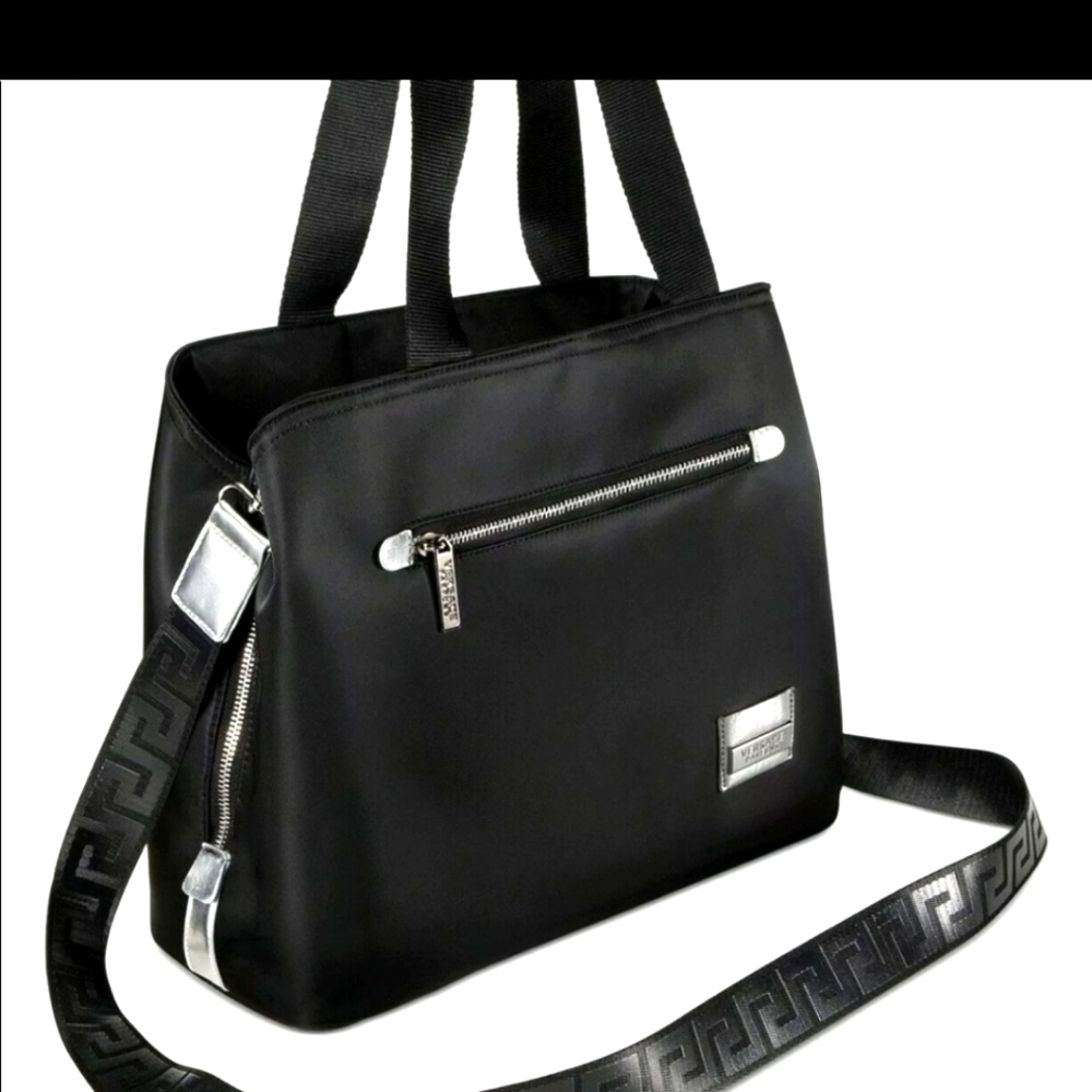 Versace Versace Tote Bag Holdall Weekender Black Metallic Purse Large Handbag